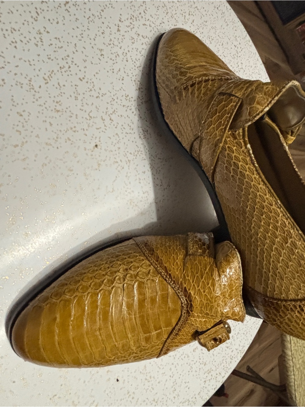 Giorgio Brutini Men's Textured Mustard Yellow Slip-On Genuine Snake Skin Loafers - Picture 4 of 7